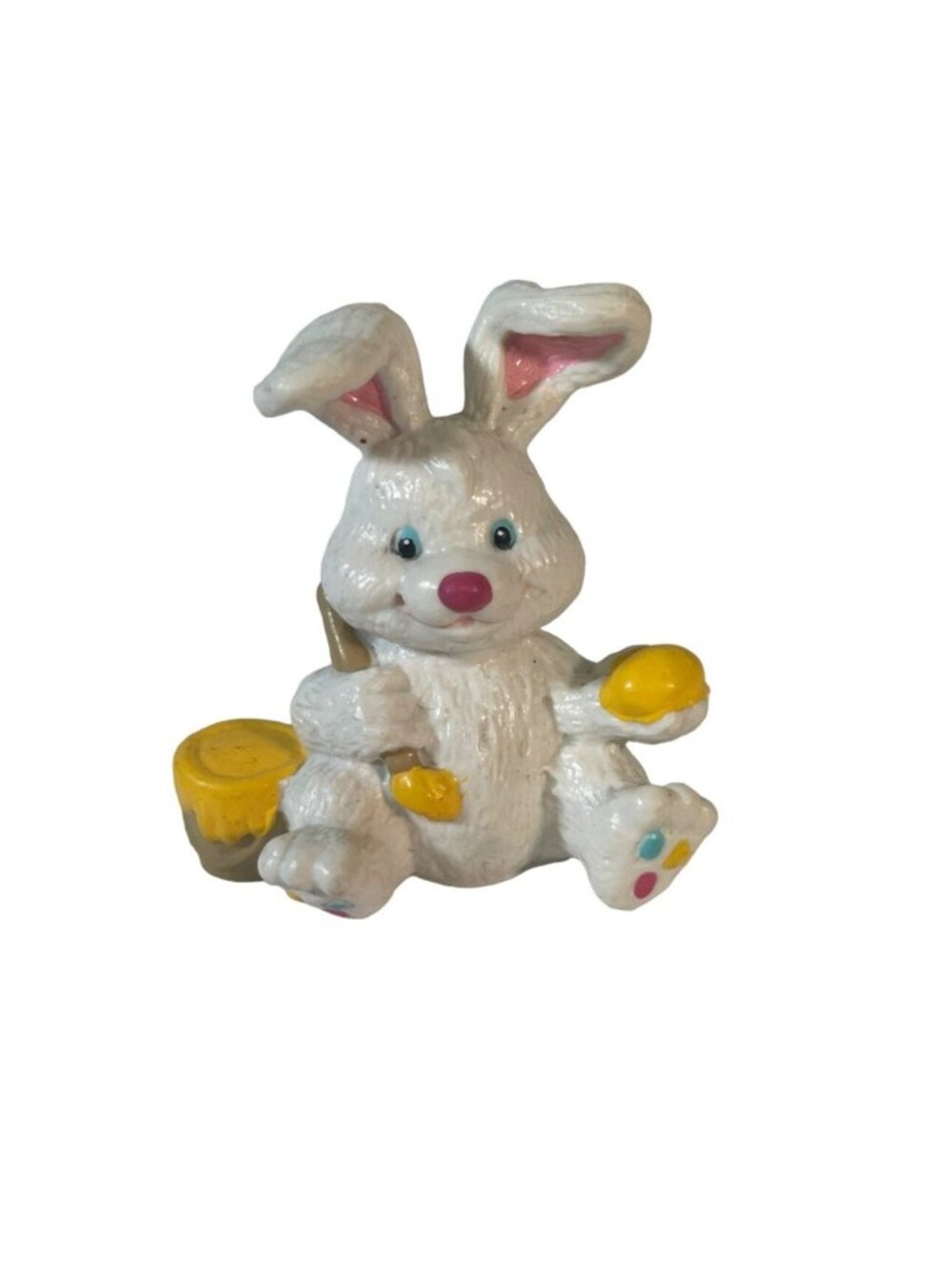 Vintage White Bunny Figurine Hand-Painted Easter Rabbit Theme Decoration